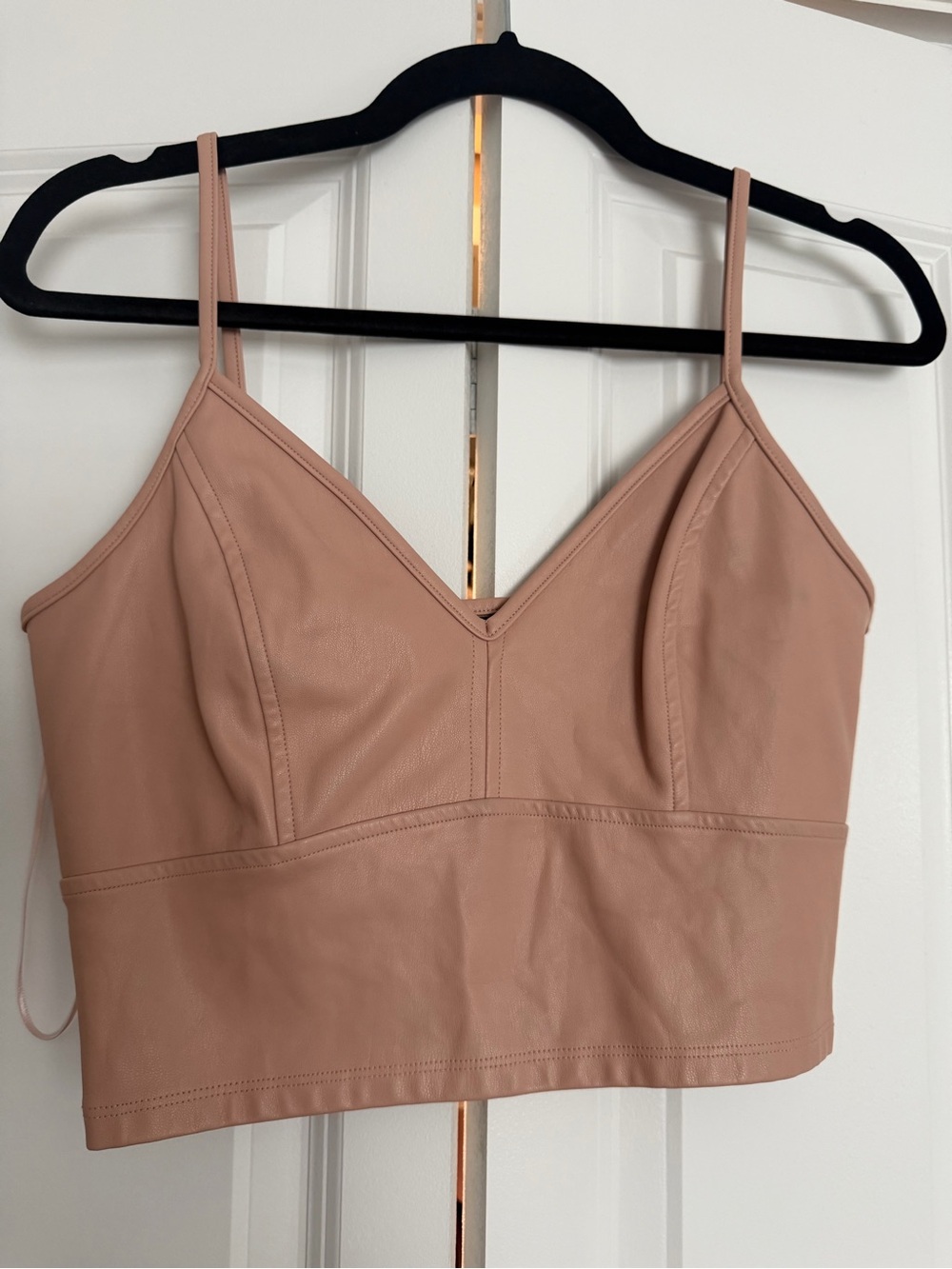 Aqua Faux Leather Bralette in Dusty Rose
